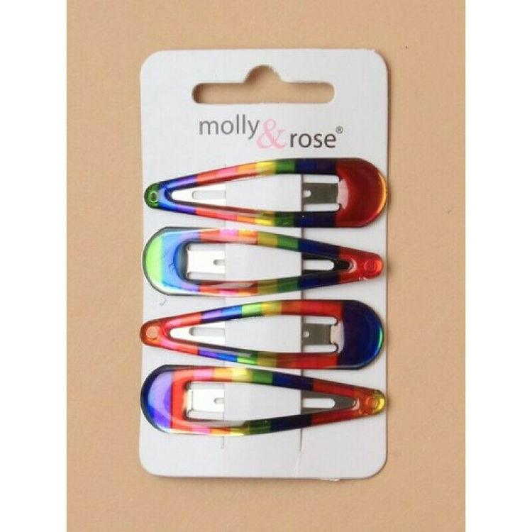 Picture of 2694-Rainbow Hair Clips - PACK OF 4 Sleepies Snap Clasp Bend