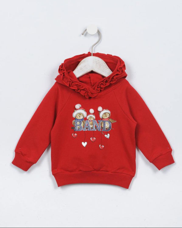 Picture of W21203 GIRLS FRILLY HOODY FLEECY CHRISTMAS TOP 6M UP TO 3/4