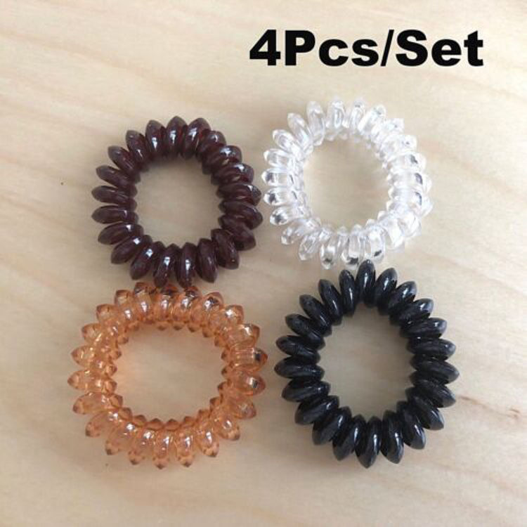 Picture of X4 Mix Color Rubber Band Hair Tie Rope Elastic Spiral Bungee